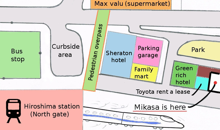 map of the surrounding hiroshima station